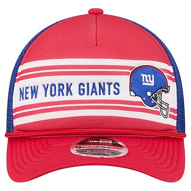 Men's New Era Red New York Giants Linear A-Frame 9FORTY Adjustable Hat