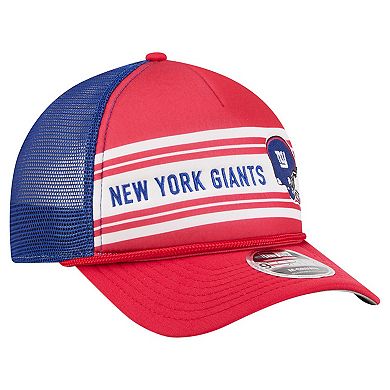 Men's New Era Red New York Giants Linear A-Frame 9FORTY Adjustable Hat