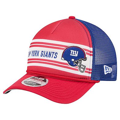 Men's New Era Red New York Giants Linear A-Frame 9FORTY Adjustable Hat