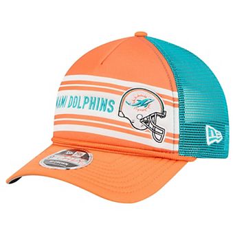 Men's New Era Orange Miami Dolphins Linear A-Frame 9FORTY Adjustable Hat