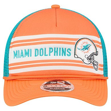 Men's New Era Orange Miami Dolphins Linear A-Frame 9FORTY Adjustable Hat