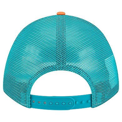 Men's New Era Orange Miami Dolphins Linear A-Frame 9FORTY Adjustable Hat