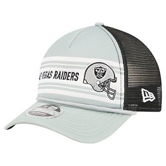 Men's New Era Silver Las Vegas Raiders Linear A-Frame 9FORTY Adjustable Hat