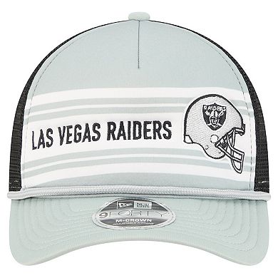 Men's New Era Silver Las Vegas Raiders Linear A-Frame 9FORTY Adjustable Hat