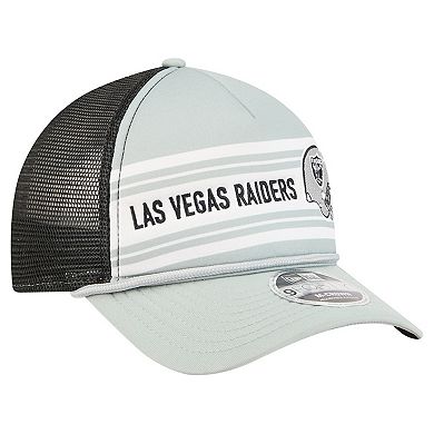 Men's New Era Silver Las Vegas Raiders Linear A-Frame 9FORTY Adjustable Hat