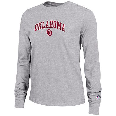 Women's Champion Gray Oklahoma Sooners Arch Over Logo Long Sleeve T-Shirt