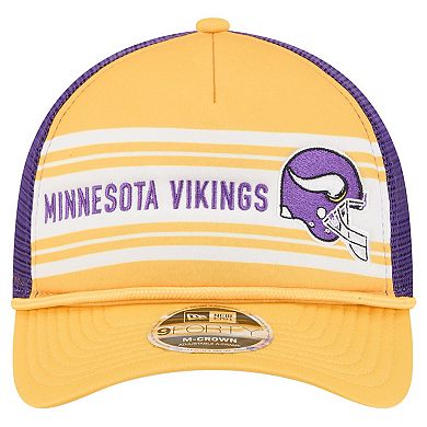 Men's New Era Gold Minnesota Vikings Linear A-Frame 9FORTY Adjustable Hat