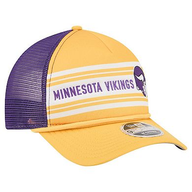 Men's New Era Gold Minnesota Vikings Linear A-Frame 9FORTY Adjustable Hat