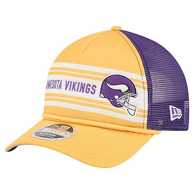 Men's New Era Gold Minnesota Vikings Linear A-Frame 9FORTY Adjustable Hat