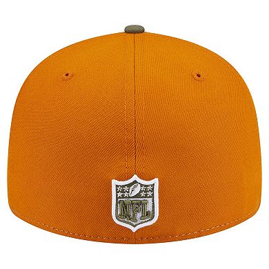 Men's New Era Olive/Brown Miami Dolphins Two-Tone Color Pack Split Panel 59FIFTY Fitted Hat