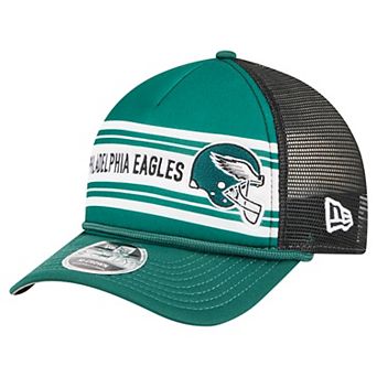 Men's New Era Green Philadelphia Eagles Linear A-Frame 9FORTY Adjustable Hat