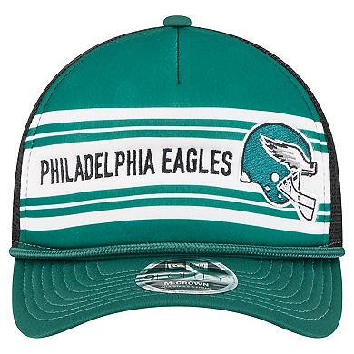 Men's New Era Green Philadelphia Eagles Linear A-Frame 9FORTY Adjustable Hat