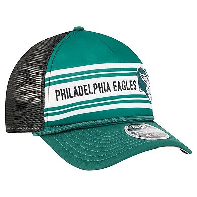 Men's New Era Green Philadelphia Eagles Linear A-Frame 9FORTY Adjustable Hat