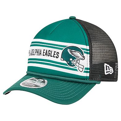 Men's New Era Green Philadelphia Eagles Linear A-Frame 9FORTY Adjustable Hat