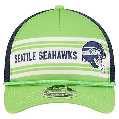 Men's New Era Neon Green Seattle Seahawks Linear A-Frame 9FORTY Adjustable Hat