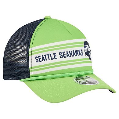 Men's New Era Neon Green Seattle Seahawks Linear A-Frame 9FORTY Adjustable Hat
