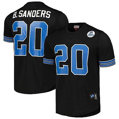 Men's Mitchell & Ness Barry Sanders Black Detroit Lions Big & Tall Mesh Player Name & Number Shirt