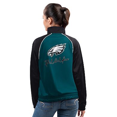 Women's G-III 4Her by Carl Banks Midnight Green Philadelphia Eagles Replay Full-Zip Track Jacket
