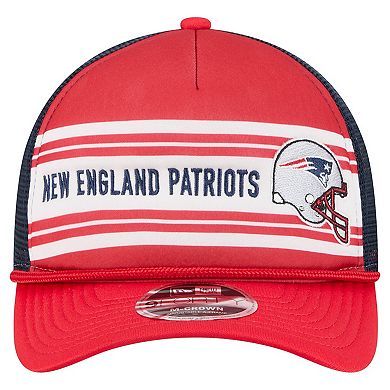 Men's New Era Red New England Patriots Linear A-Frame 9FORTY Adjustable Hat