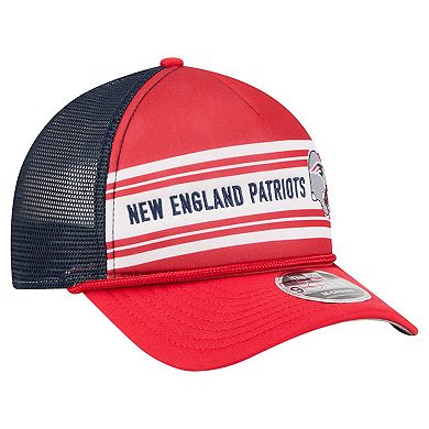 Men's New Era Red New England Patriots Linear A-Frame 9FORTY Adjustable Hat