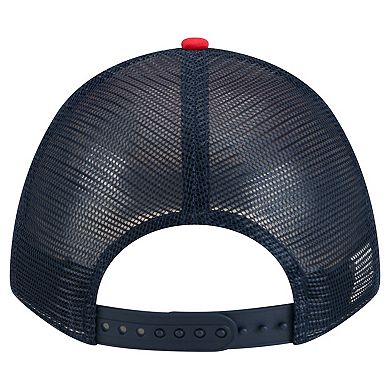 Men's New Era Red New England Patriots Linear A-Frame 9FORTY Adjustable Hat