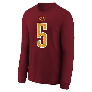 Youth Nike Jayden Daniels Burgundy Washington Commanders Player Name & Number Long Sleeve T-Shirt