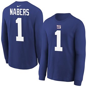 Youth Nike Malik Nabers Royal New York Giants Player Name & Number Long Sleeve T-Shirt