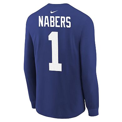 Youth Nike Malik Nabers Royal New York Giants Player Name & Number Long Sleeve T-Shirt