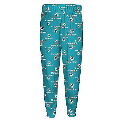 Toddler Outerstuff Aqua Miami Dolphins All-Over-Print Long Sleeve T-Shirt and Pants Sleep Set