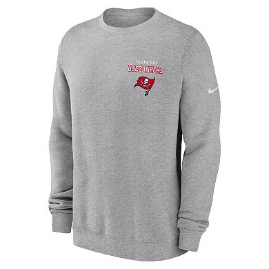 Men's Nike Heather Gray Tampa Bay Buccaneers Primetime Club Fleece Pullover Sweatshirt