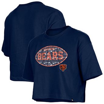 Girl's New Era Navy Chicago Bears Flip Sequin Boxy T-Shirt