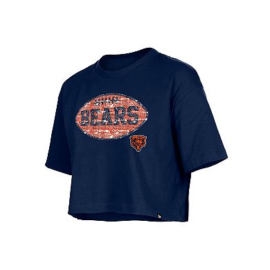 Girl's New Era Navy Chicago Bears Flip Sequin Boxy T-Shirt
