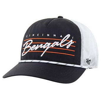 Men's '47 Black/White Cincinnati Bengals Downburst Relaxed Hitch Trucker Adjustable Hat