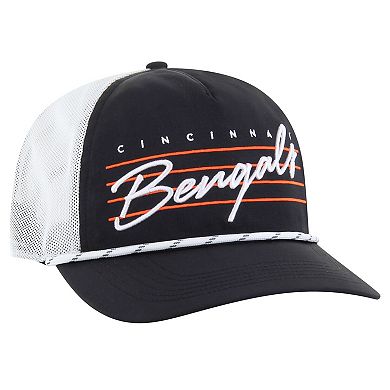 Men's '47 Black/White Cincinnati Bengals Downburst Relaxed Hitch Trucker Adjustable Hat
