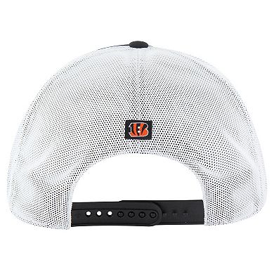 Men's '47 Black/White Cincinnati Bengals Downburst Relaxed Hitch Trucker Adjustable Hat