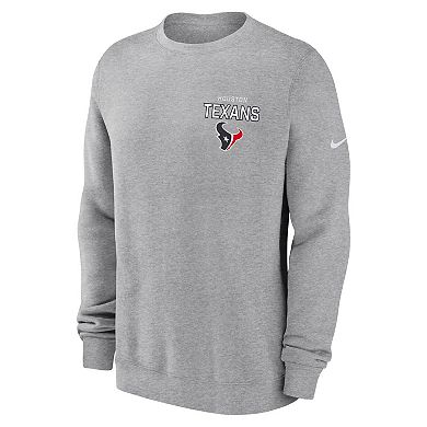 Men's Nike Heather Gray Houston Texans Primetime Club Fleece Pullover Sweatshirt