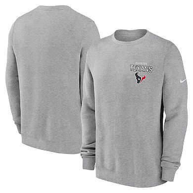 Men's Nike Heather Gray Houston Texans Primetime Club Fleece Pullover Sweatshirt