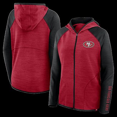Women's Fanatics Scarlet/Black San Francisco 49ers Redzone End Around Pass Raglan Full-Zip Hoodie