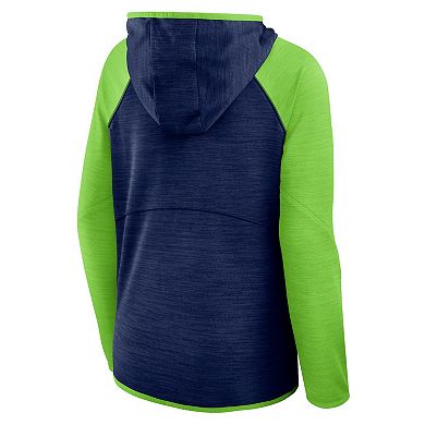 Women's Fanatics College Navy/Neon Green Seattle Seahawks Redzone End Around Pass Raglan Full-Zip Hoodie