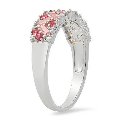 Queen Jewels Sterling Silver Baguette Cut Gemstone Band Ring