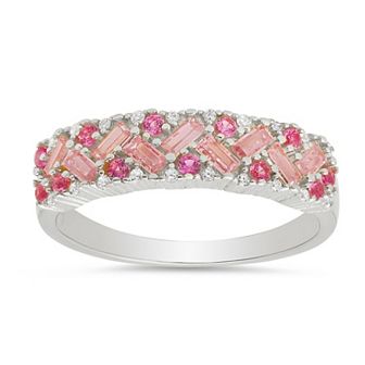 Queen Jewels Sterling Silver Baguette Cut Gemstone Band Ring