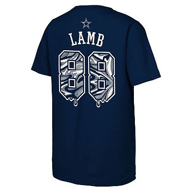 Youth Outerstuff CeeDee Lamb Navy Dallas Cowboys Mainliner Drip Player Name & Number T-Shirt