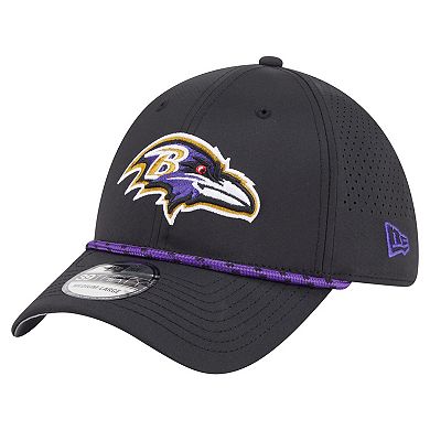 Men's New Era Black Baltimore Ravens Perforated 39THIRTY Flex Hat