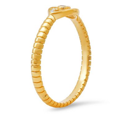 Queen Jewels Sterling Silver Petite Cubic Zirconia Evil Eye Ring