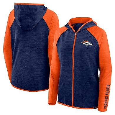 Women's Fanatics Navy/Orange Denver Broncos Redzone End Around Pass Raglan Full-Zip Hoodie