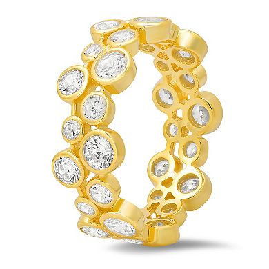 Queen Jewels Sterling Silver Abstract Bezel Set Cubic Zirconia Eternity Band Ring