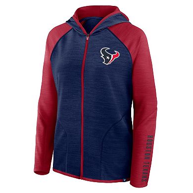 Women's Fanatics Navy/Red Houston Texans Redzone End Around Pass Raglan Full-Zip Hoodie