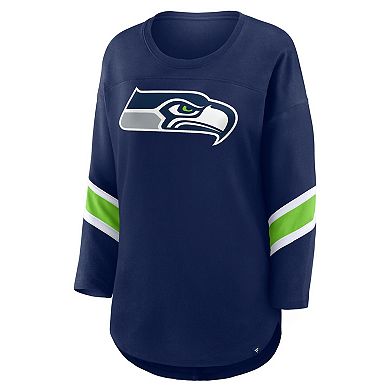 Women's Fanatics College Navy Seattle Seahawks Plus Size Redzone 3/4-Sleeve Scoop Neck T-Shirt