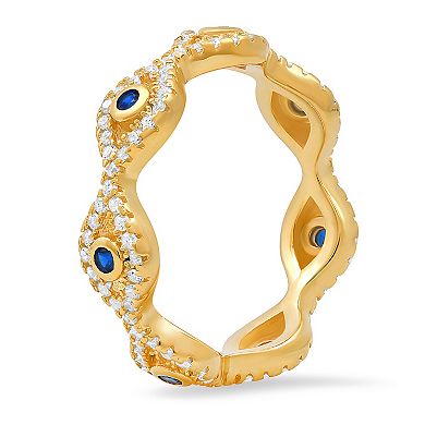 Queen Jewels Sterling Silver Cubic Zirconia Evil Eye Eternity Band Ring