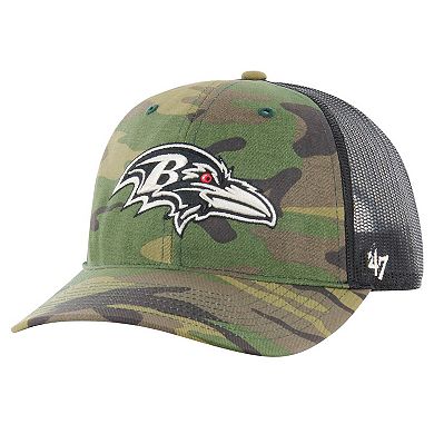 Men's '47 Camo Baltimore Ravens Trucker Adjustable Hat